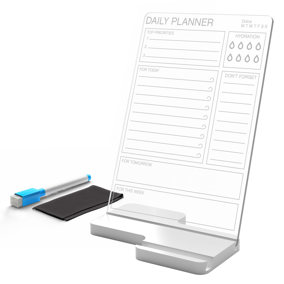 Clarity+ All-in-One Acrylic Daily Planner with Built-in Phone Dock and Task Organizer by 3lines