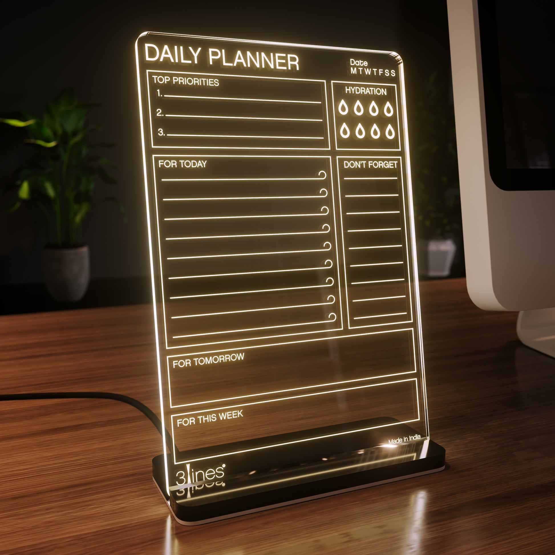 LED daily planner acrylic board